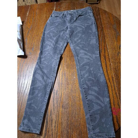 Size 2 26 Gap Leggings Grey Denim Floral Jeggings Palm Tree Print - Picture 1 of 3